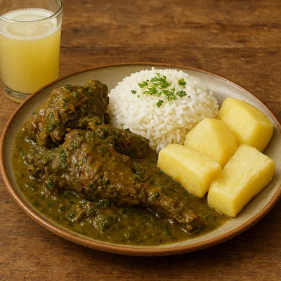 Seco de Guanta – geschmortes Pakafleisch mit Koriander und Chicha de Jora