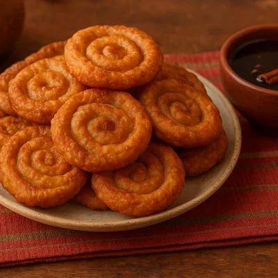 Pristiños – knuspriges ecuadorianisches Spiralgebäck mit Panela-Sirup