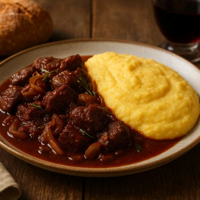 Carbonada valdostana mit cremiger Polenta