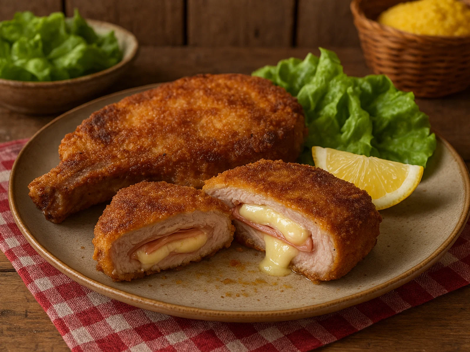 Costolette alla valdostana (Gefülltes Kalbskotelett mit Fontina und Schinken)