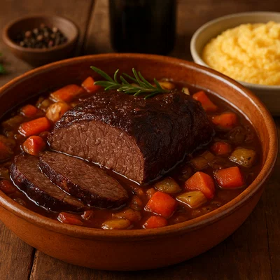 Brasato al Barolo – geschmorter Rinderbraten im Barolo
