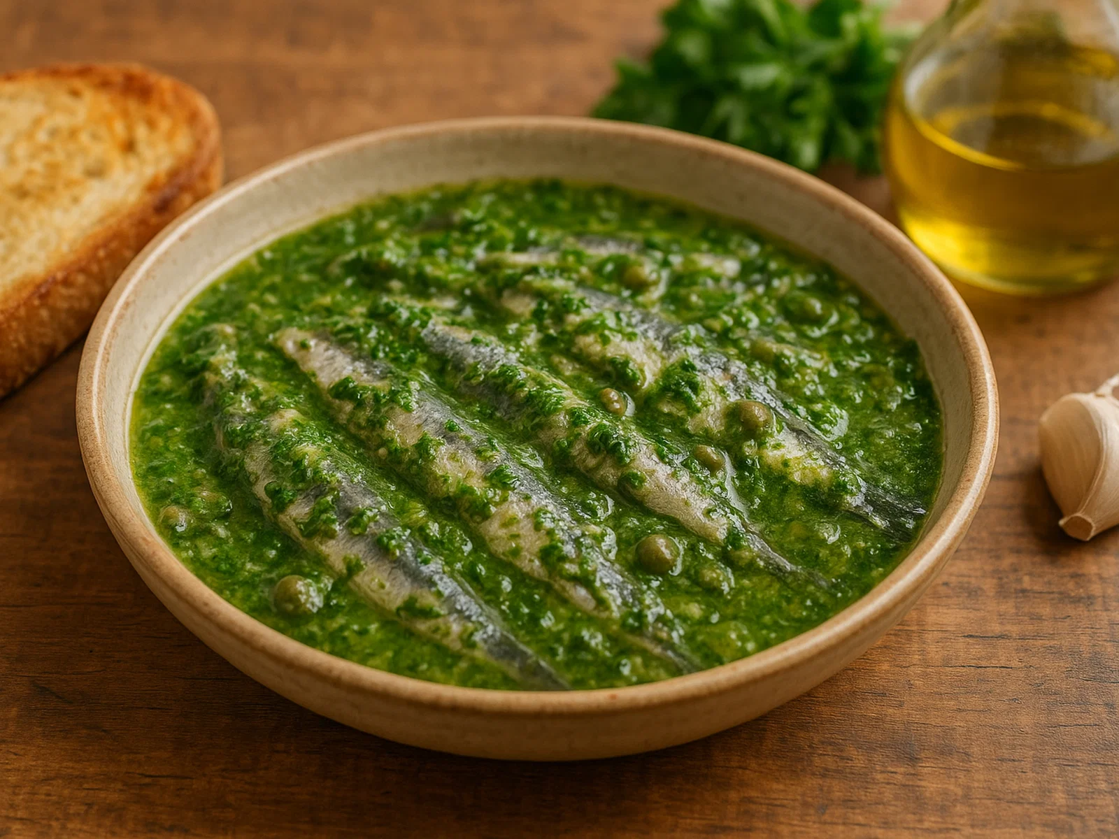 Acciughe al verde – Sardellen in Petersilien-Knoblauch-Sauce