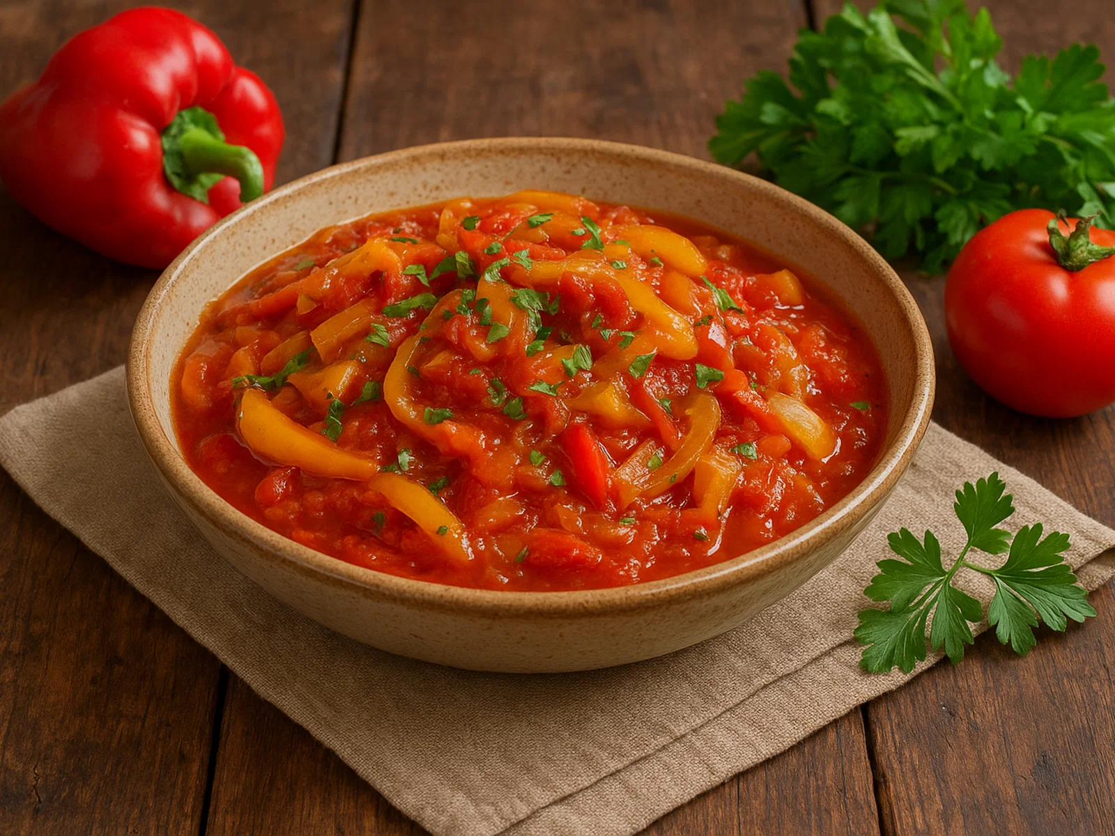 Peperonata piemontese – Geschmorte Paprika mit Tomaten und Zwiebeln