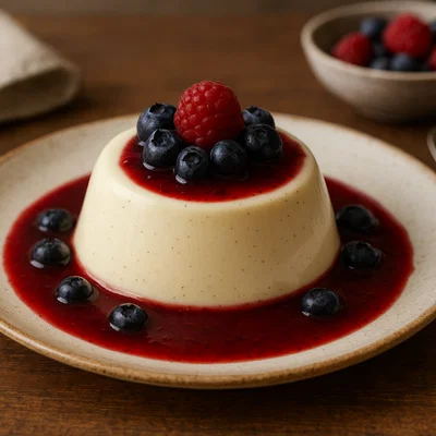 Klassische Panna Cotta mit Beerensauce