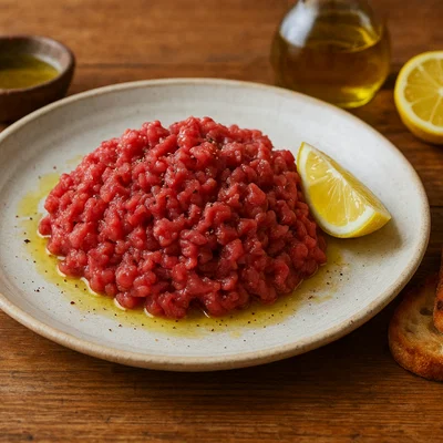 Battuta al coltello (mit dem Messer gehacktes Rindfleisch)