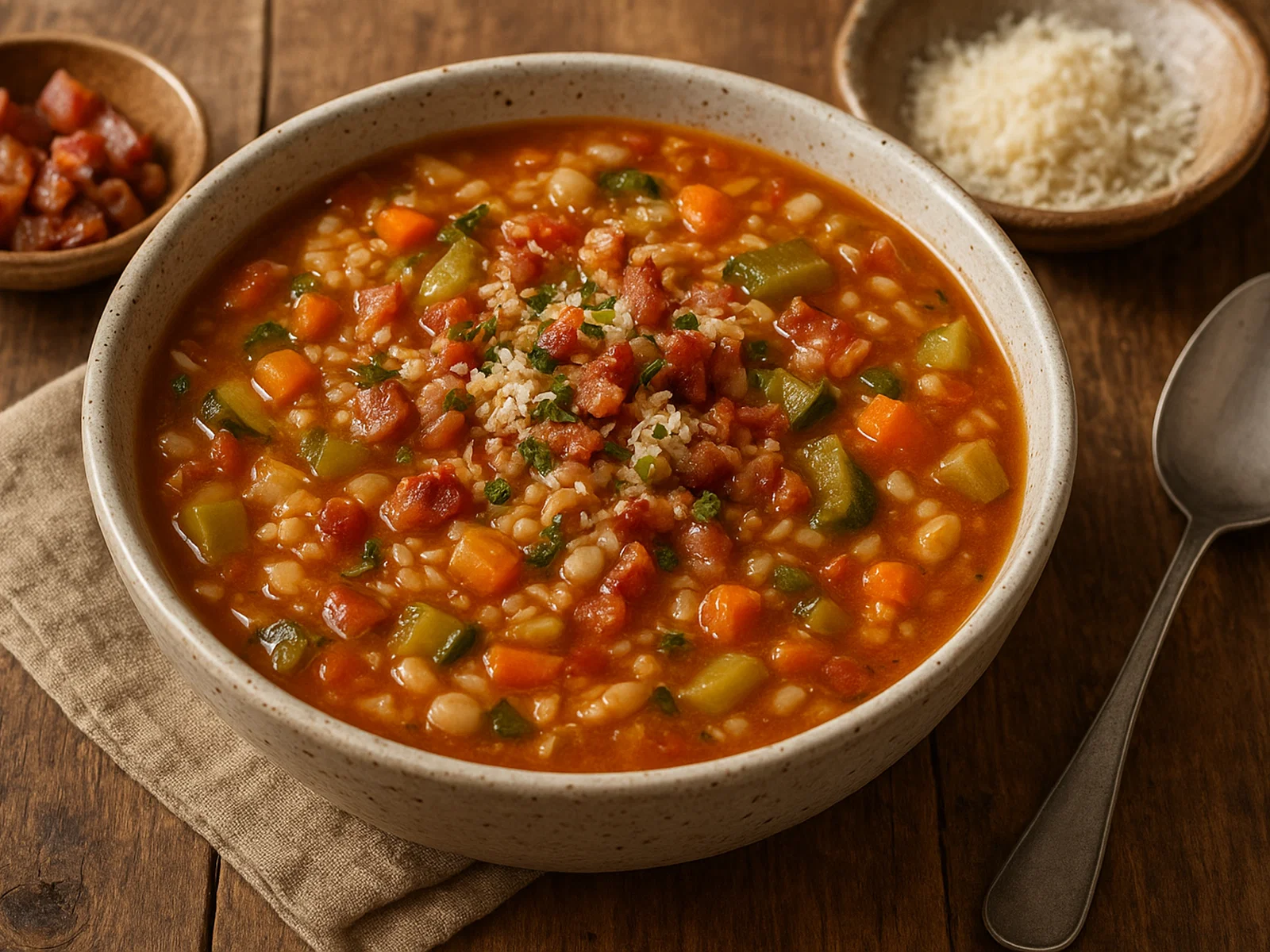 Minestrone alla milanese mit Reis und Speck