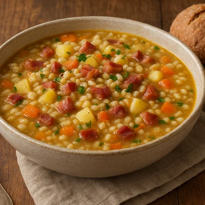 Zuppa di Orzo Altoatesina – Südtiroler Gerstensuppe mit Speck