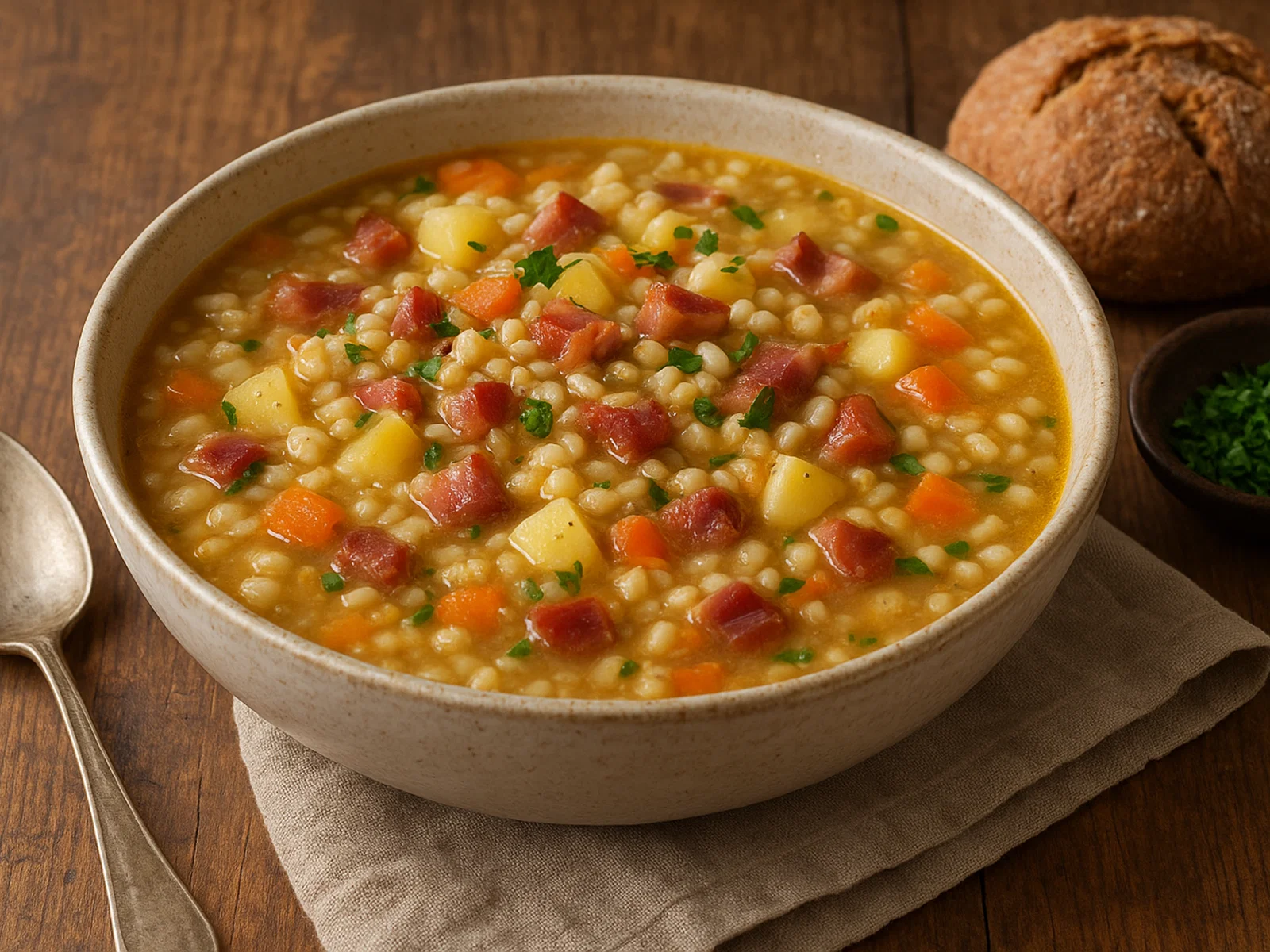 Zuppa di Orzo Altoatesina – Südtiroler Gerstensuppe mit Speck