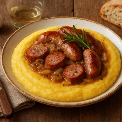 Polenta e Luganega – Cremige Polenta mit gebratener Luganega-Wurst