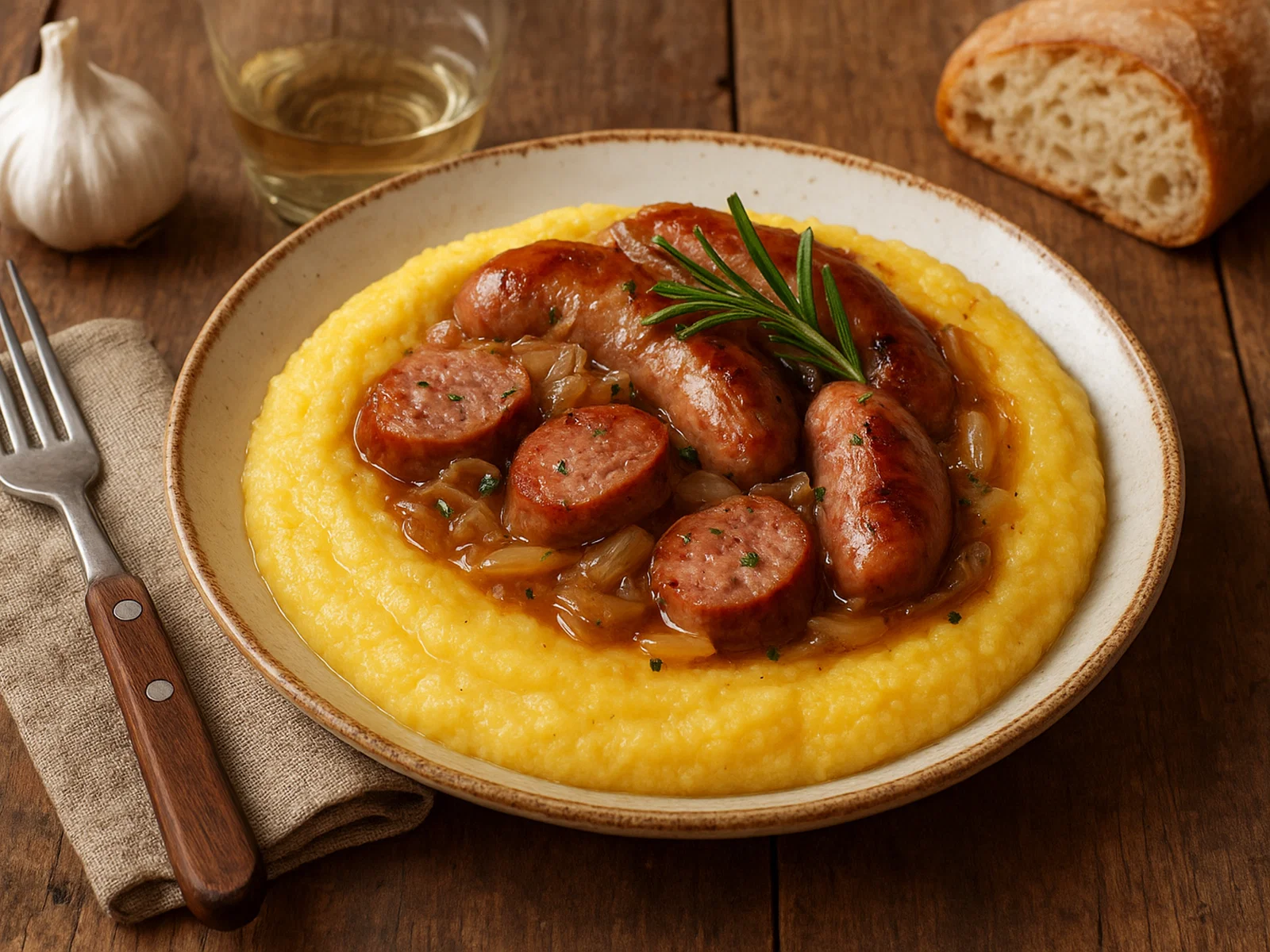 Polenta e Luganega – Cremige Polenta mit gebratener Luganega-Wurst