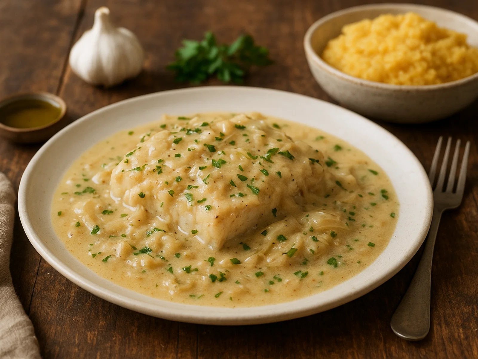 Baccalà alla Vicentina (Stockfisch in Milch und Zwiebeln)