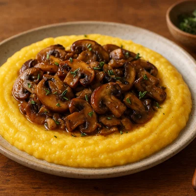 Polenta e Funghi – Cremige Polenta mit geschmorten Pilzen