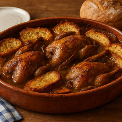 Sopa Coada – Geschmorte Tauben mit Brot aus dem Ofen