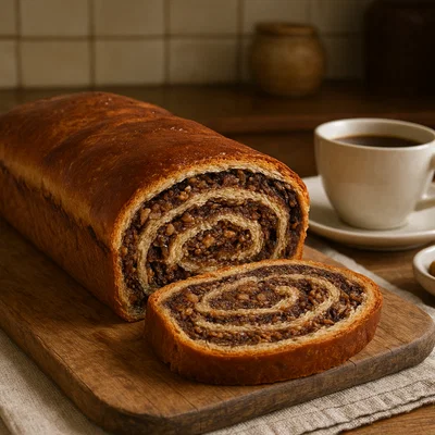 Putizza – Triestiner Nuss‑Schoko‑Rollkuchen