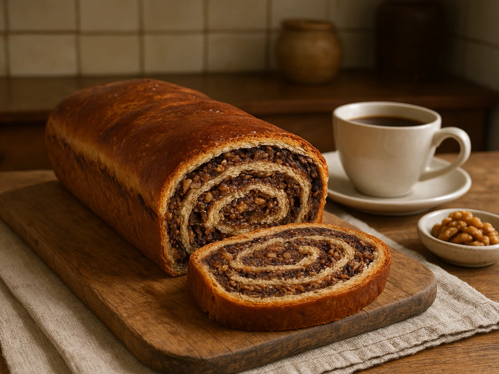 Putizza – Triestiner Nuss‑Schoko‑Rollkuchen