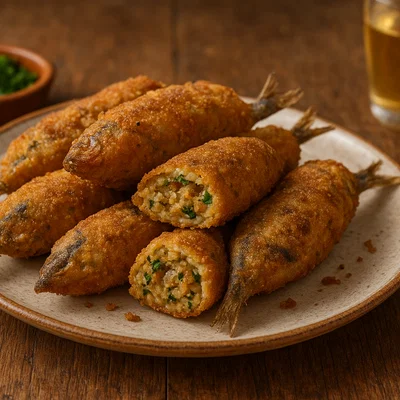 Acciughe ripiene fritte – gefüllte, panierte und frittierte Sardellen