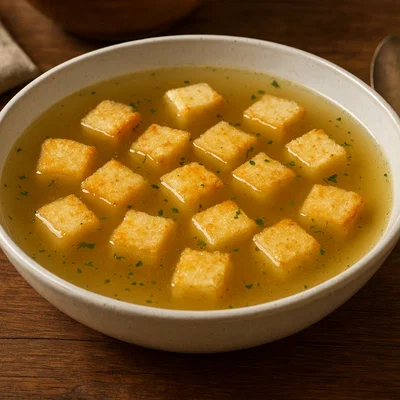 Zuppa Imperiale – Brühe mit Grieß-Parmesan-Würfeln