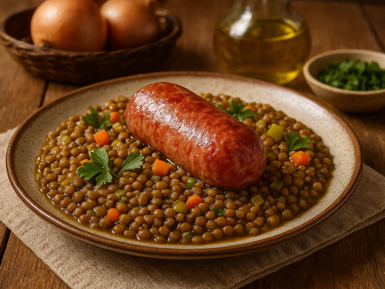 Cotechino mit Linsen (Cotechino e lenticchie)