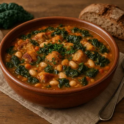 Toskanische Ribollita (Gemüse-Brot-Suppe mit Schwarzkohl)