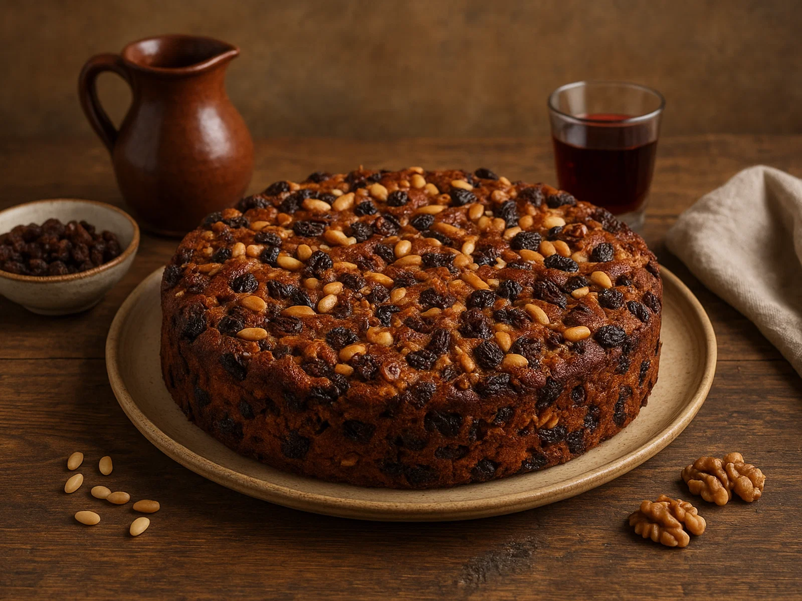 Schiaccia briaca von Elba – Weinkuchen mit Nüssen und Rosinen