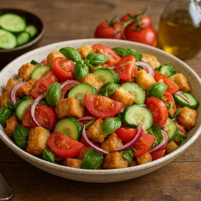 Panzanella con cetrioli – Toskanischer Brotsalat mit Gurken und Tomaten