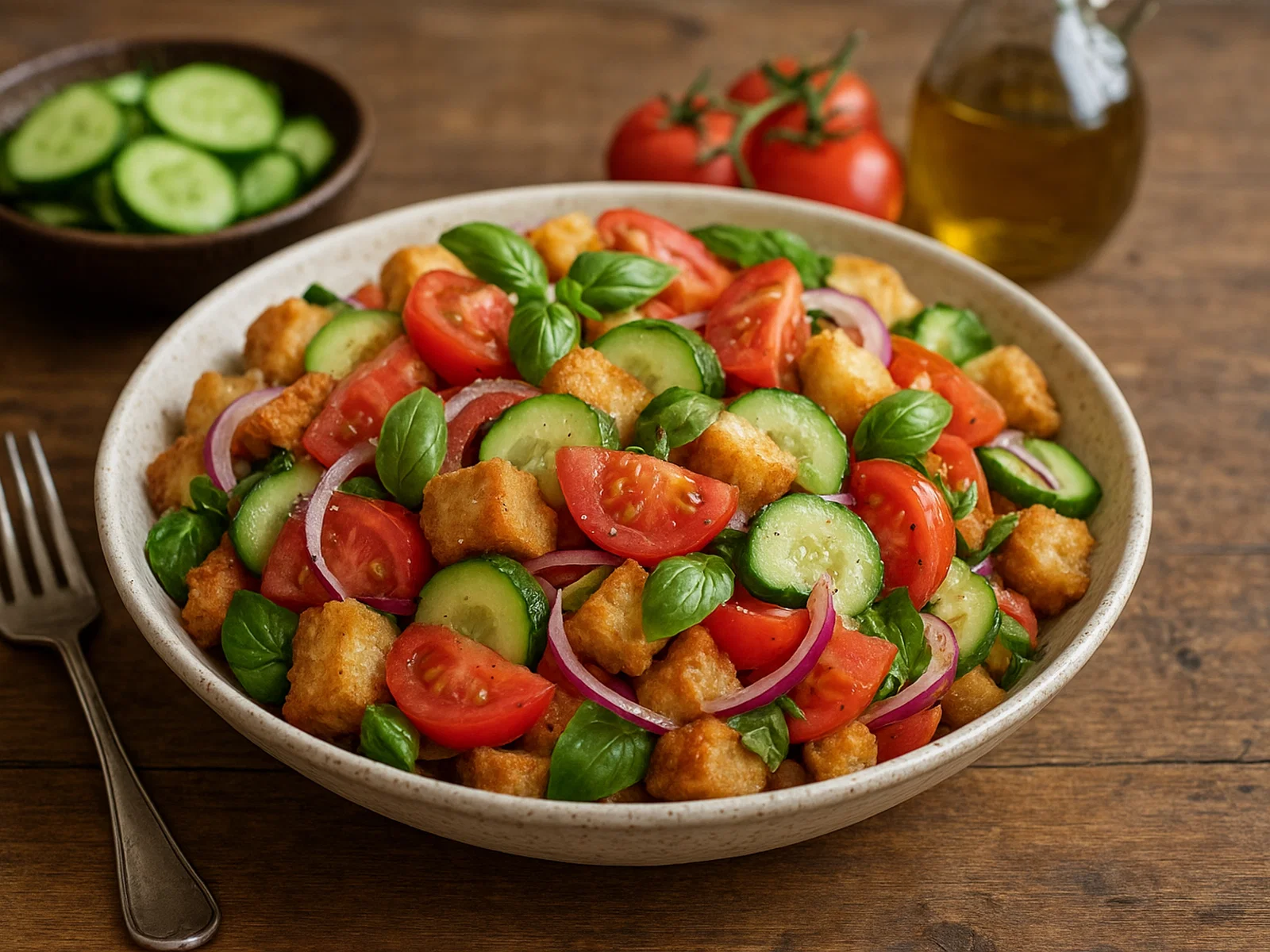 Panzanella con cetrioli – Toskanischer Brotsalat mit Gurken und Tomaten