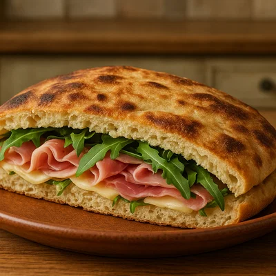 Gefüllte Torta al Testo (umbrisches Fladenbrot vom heißen Stein)