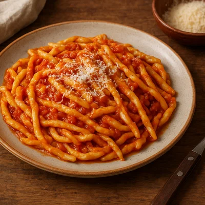 Strozzapreti umbri – gedrehte Nudeln, der „Pfaffenwürger“