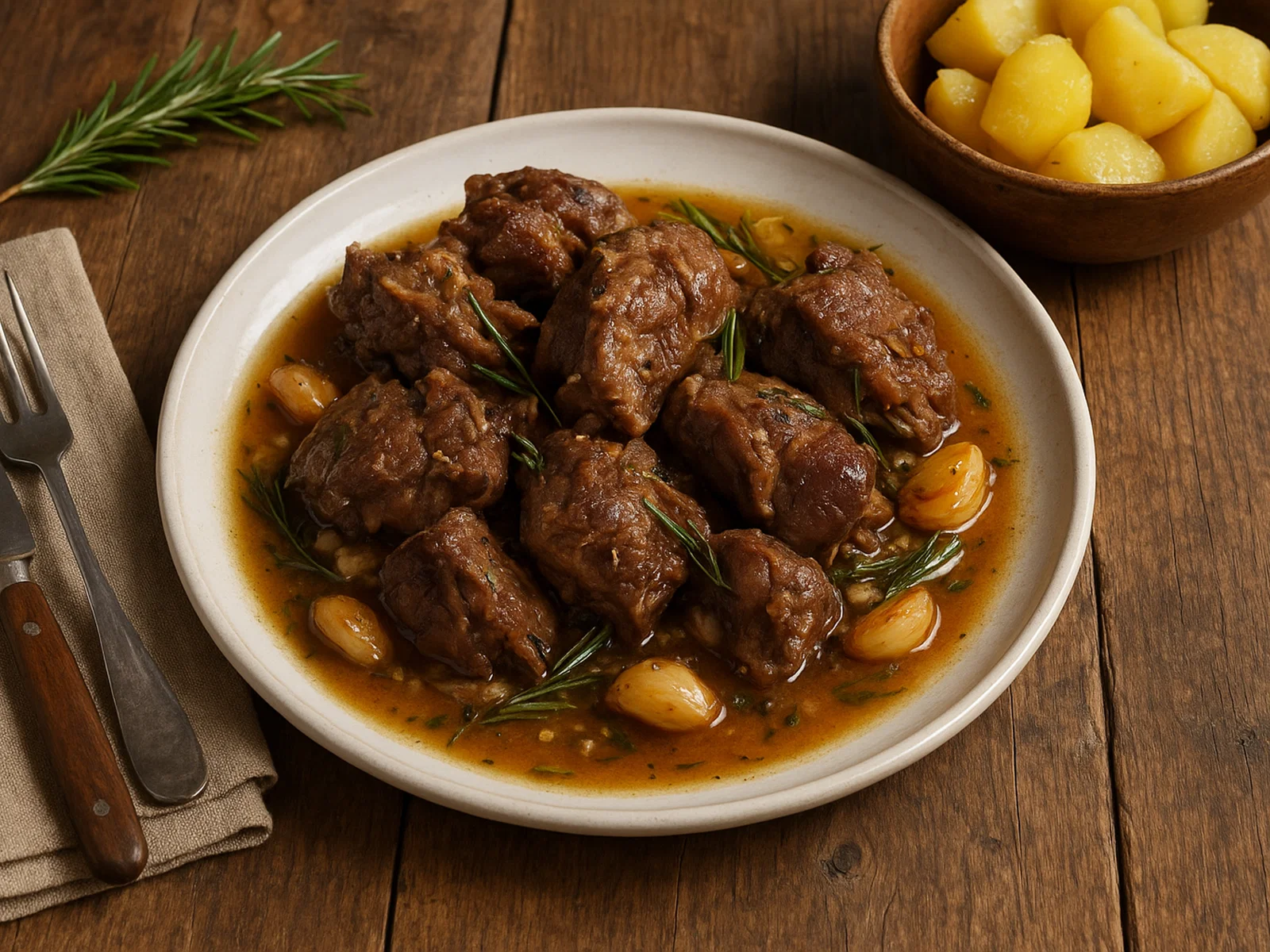Abbacchio alla romana – Römisches Milchlamm mit Knoblauch, Rosmarin und Weißwein