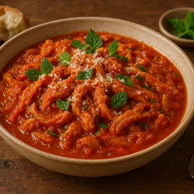 Trippa alla Romana – Römische Kutteln in Tomatensauce mit Minze und Pecorino