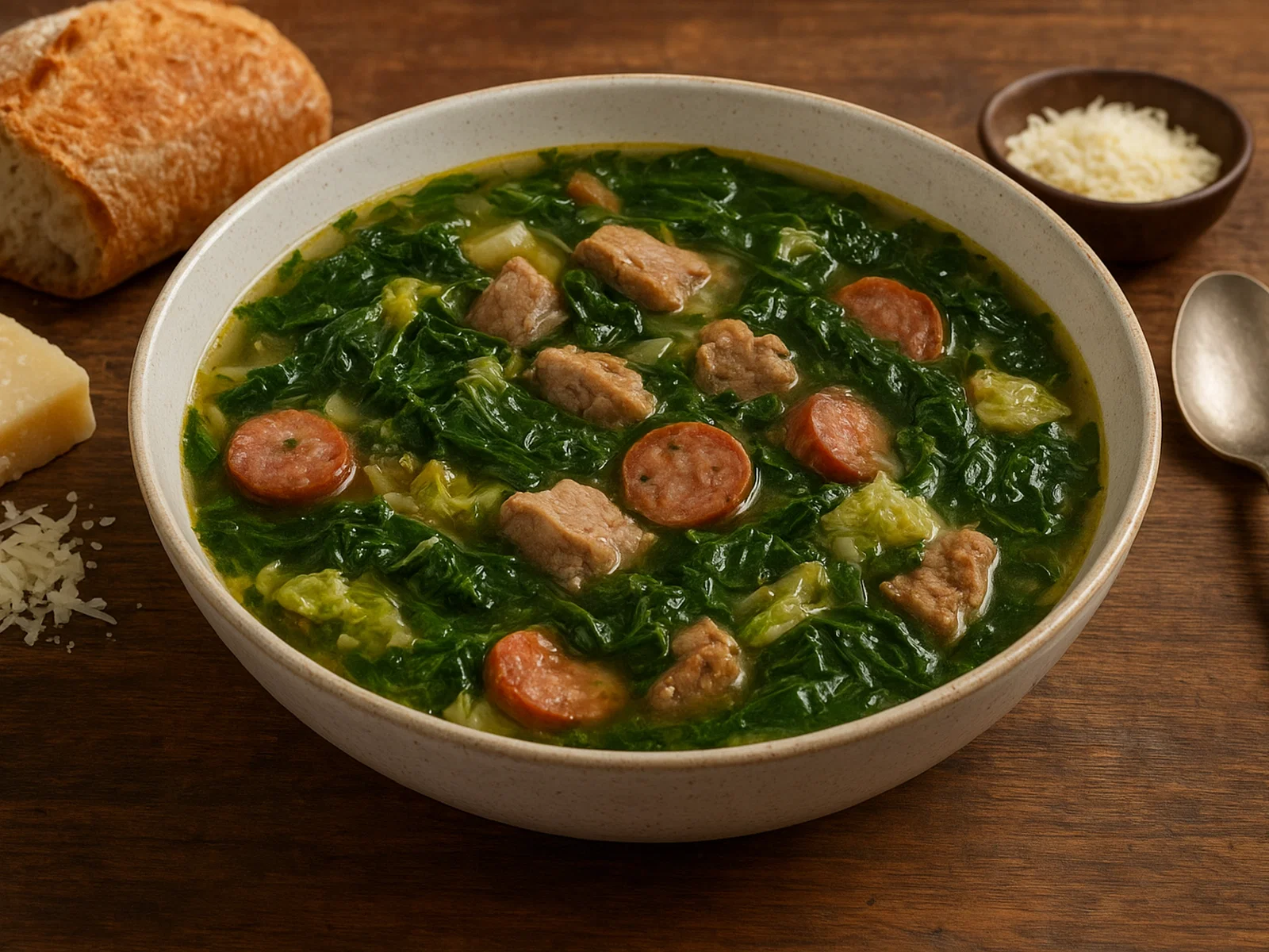Minestra maritata – Italienische Hochzeitssuppe mit Fleisch und Blattgemüse