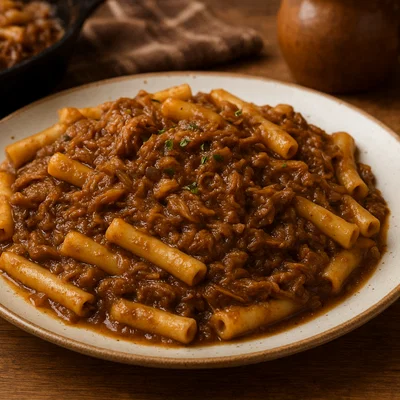 Ziti alla Genovese – Neapolitanische Zwiebel-Rindfleisch-Sauce