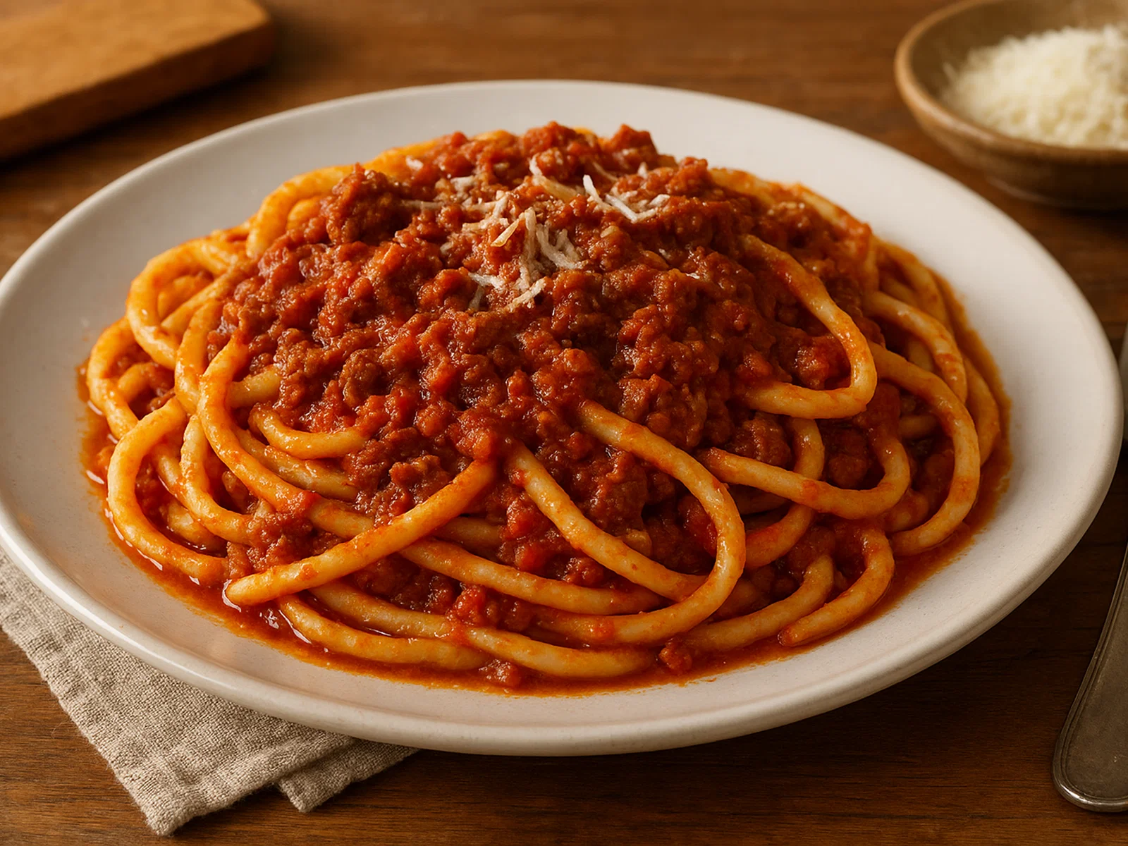 Troccoli al ragù (dicke Nudeln mit Fleischragout)