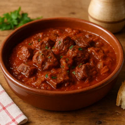 Carne di cavallo alla pugliese – geschmortes Pferdefleisch in Tomatensauce