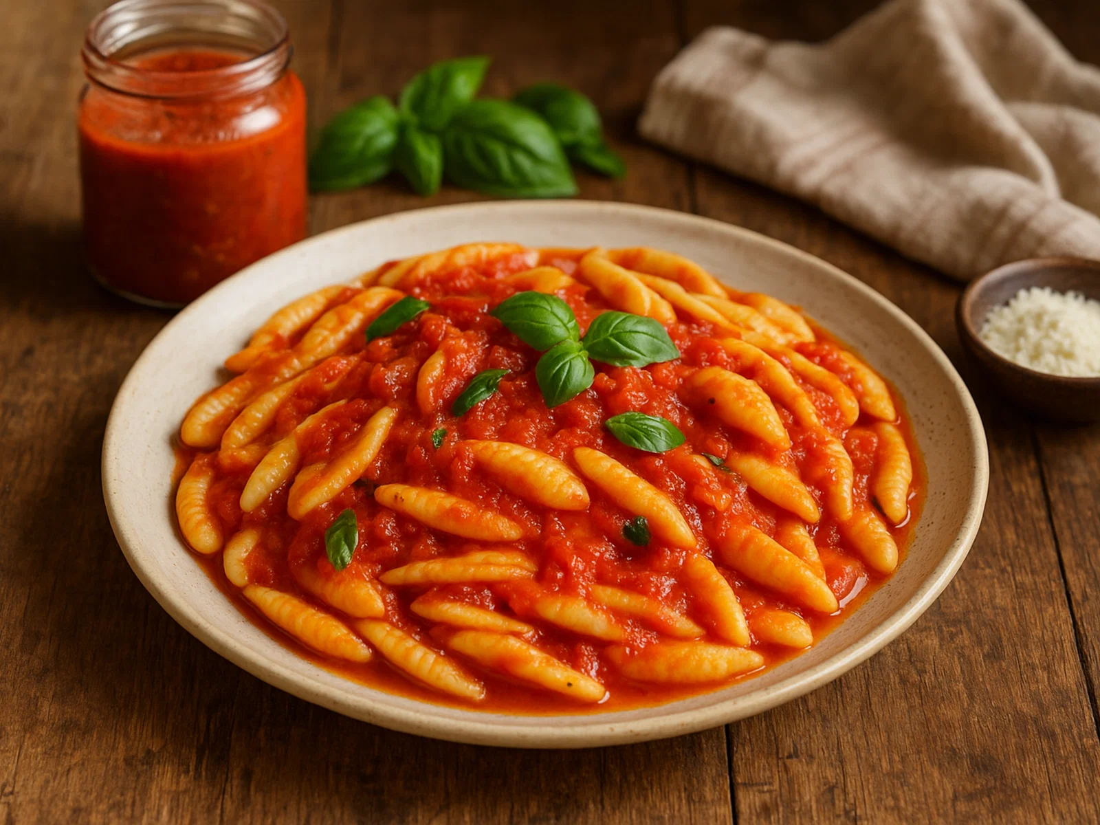 Strascinati al sugo (gezogene Pasta mit Tomatensauce)