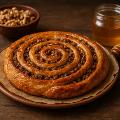 Pitta ’mpigliata – Kalabresisches Weihnachts-Spiralgebäck mit Nüssen und Honig