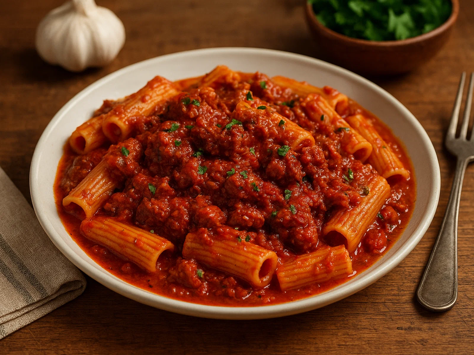 Rigatoni al sugo di carne calabrese