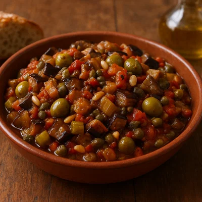 Caponata siciliana – süßsauer geschmortes Auberginengemüse
