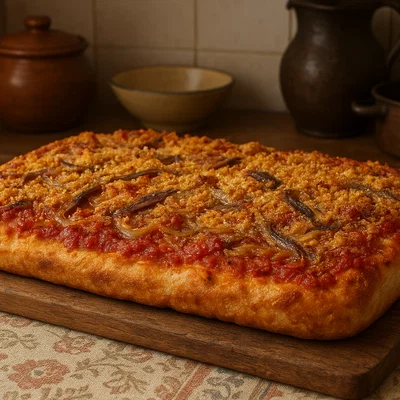 Sfincione palermitano (Sizilianische Blechpizza)