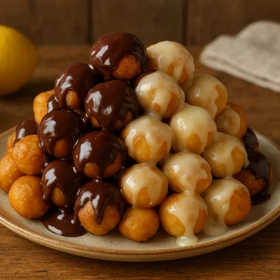 Pignolata – frittiertes Weihnachtsgebäck mit Schoko- und Zitronenguss