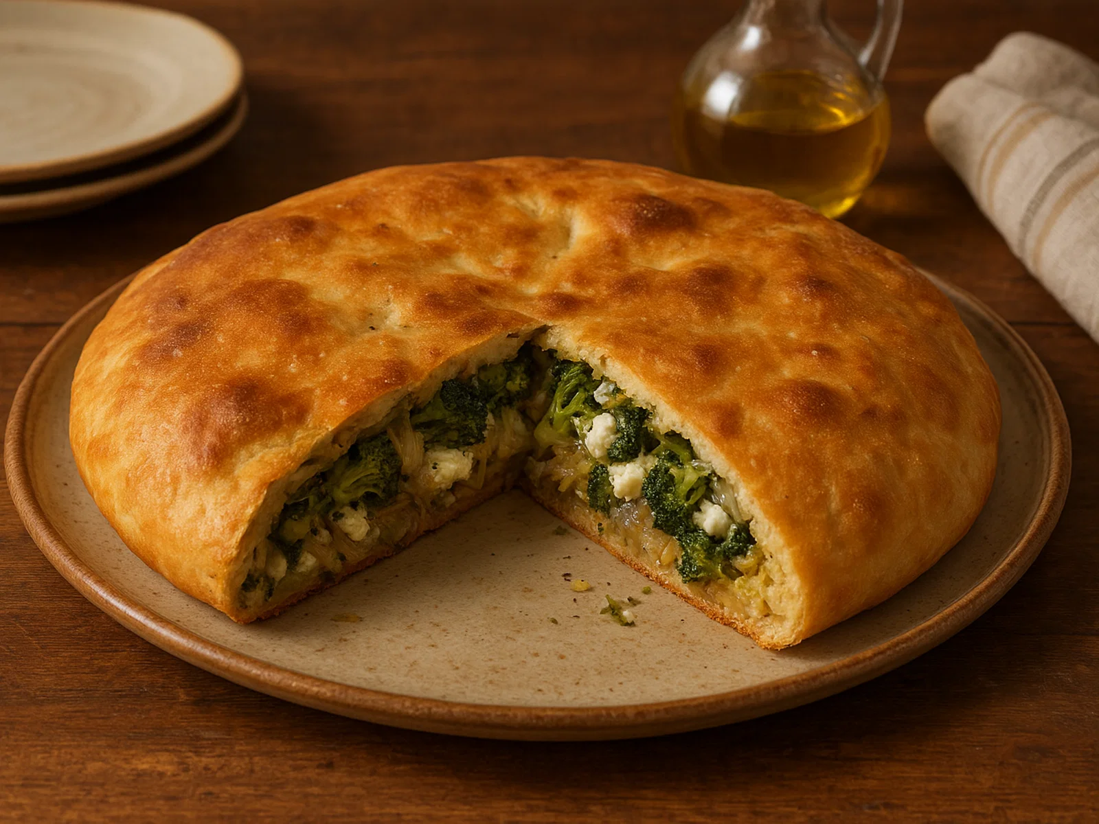 Scacciata siciliana mit Käse und Gemüse