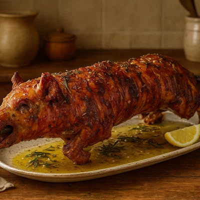 Porcheddu – sardisches Spanferkel am Spieß