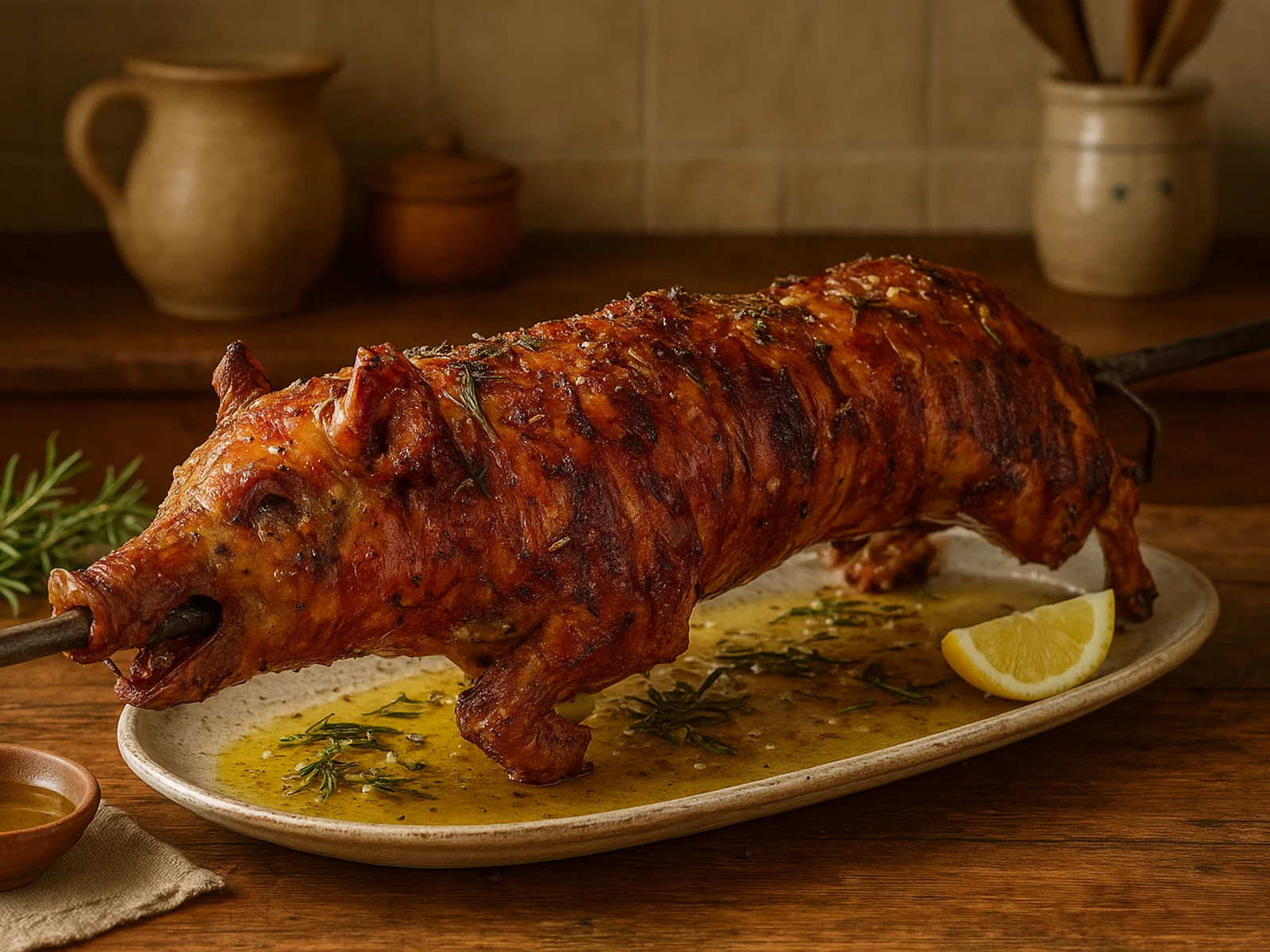 Porcheddu – sardisches Spanferkel am Spieß