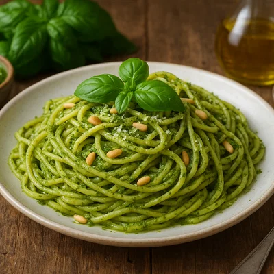 Pasta al Pesto mit frischem Basilikum