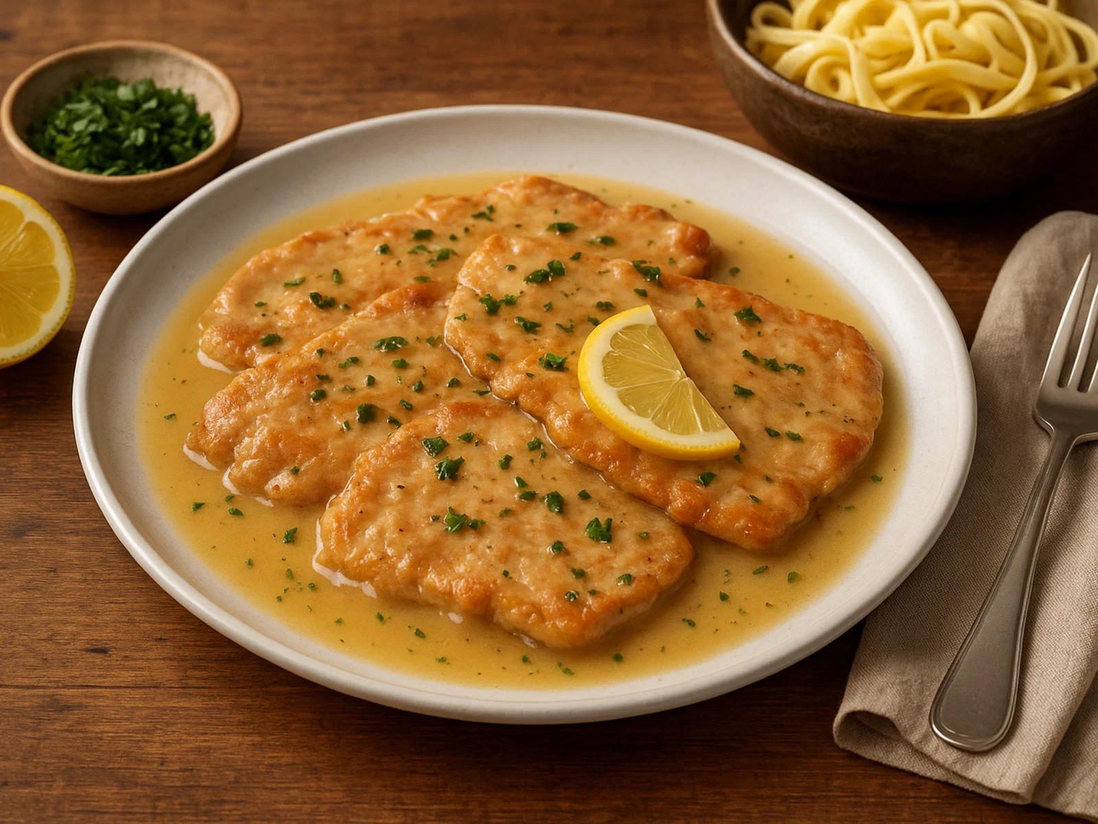 Scaloppine al vino bianco – Kalbsschnitzelchen in Weißweinsauce