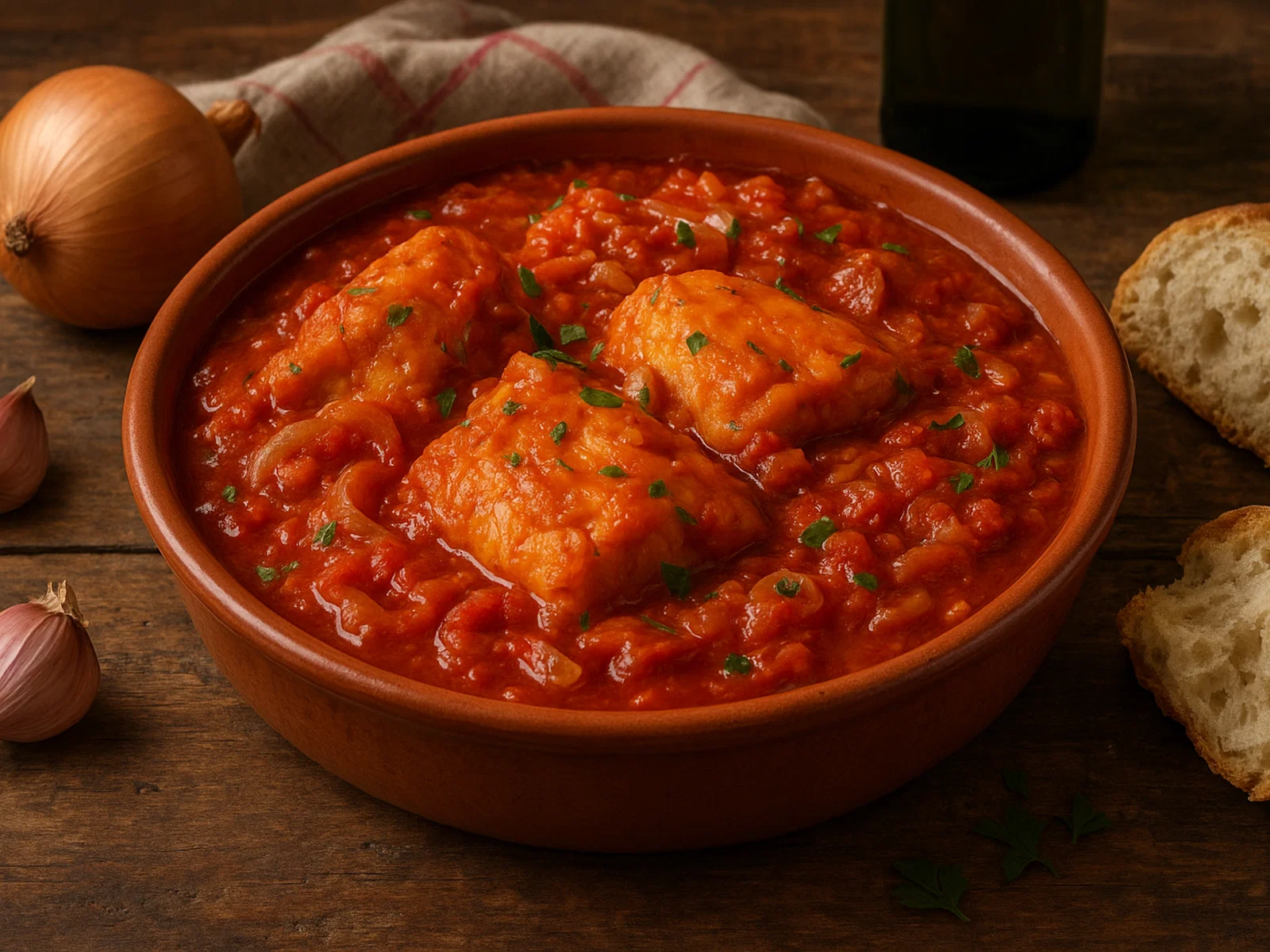 Baccalà in umido (geschmorter Stockfisch in Tomatensauce)