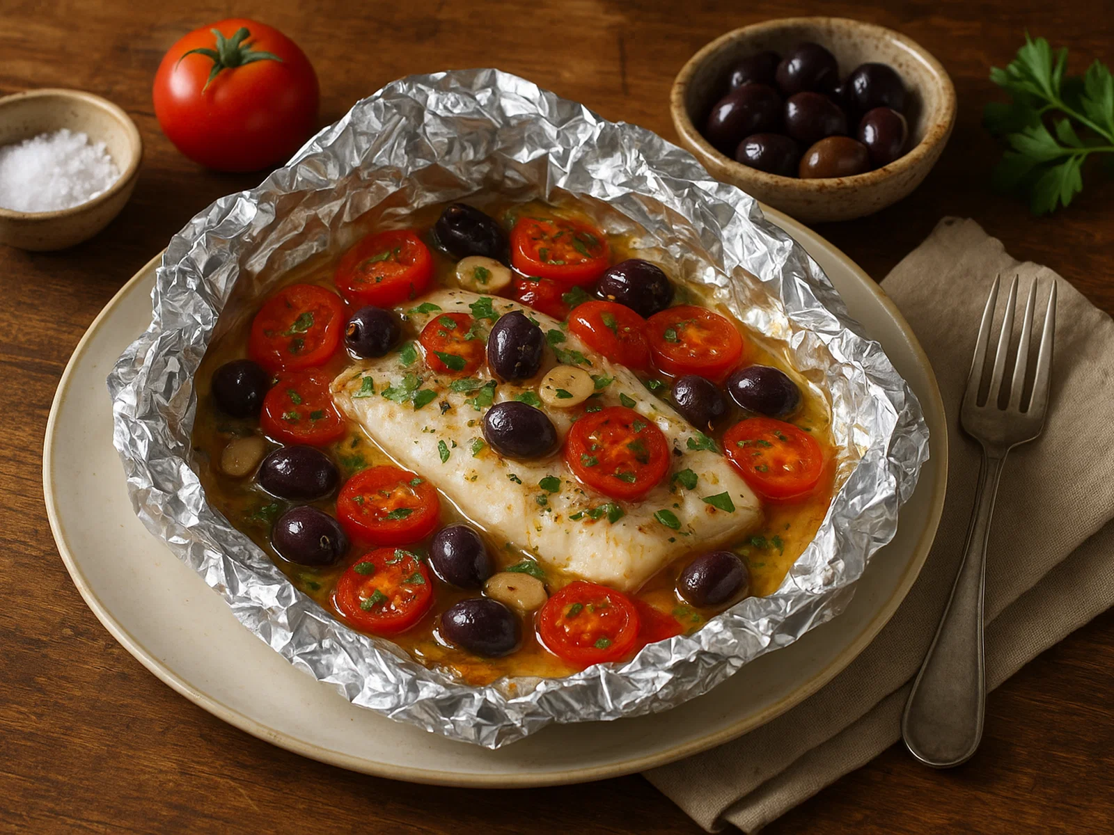 Pesce al cartoccio – im Ofen gedünsteter Fisch in der Folie