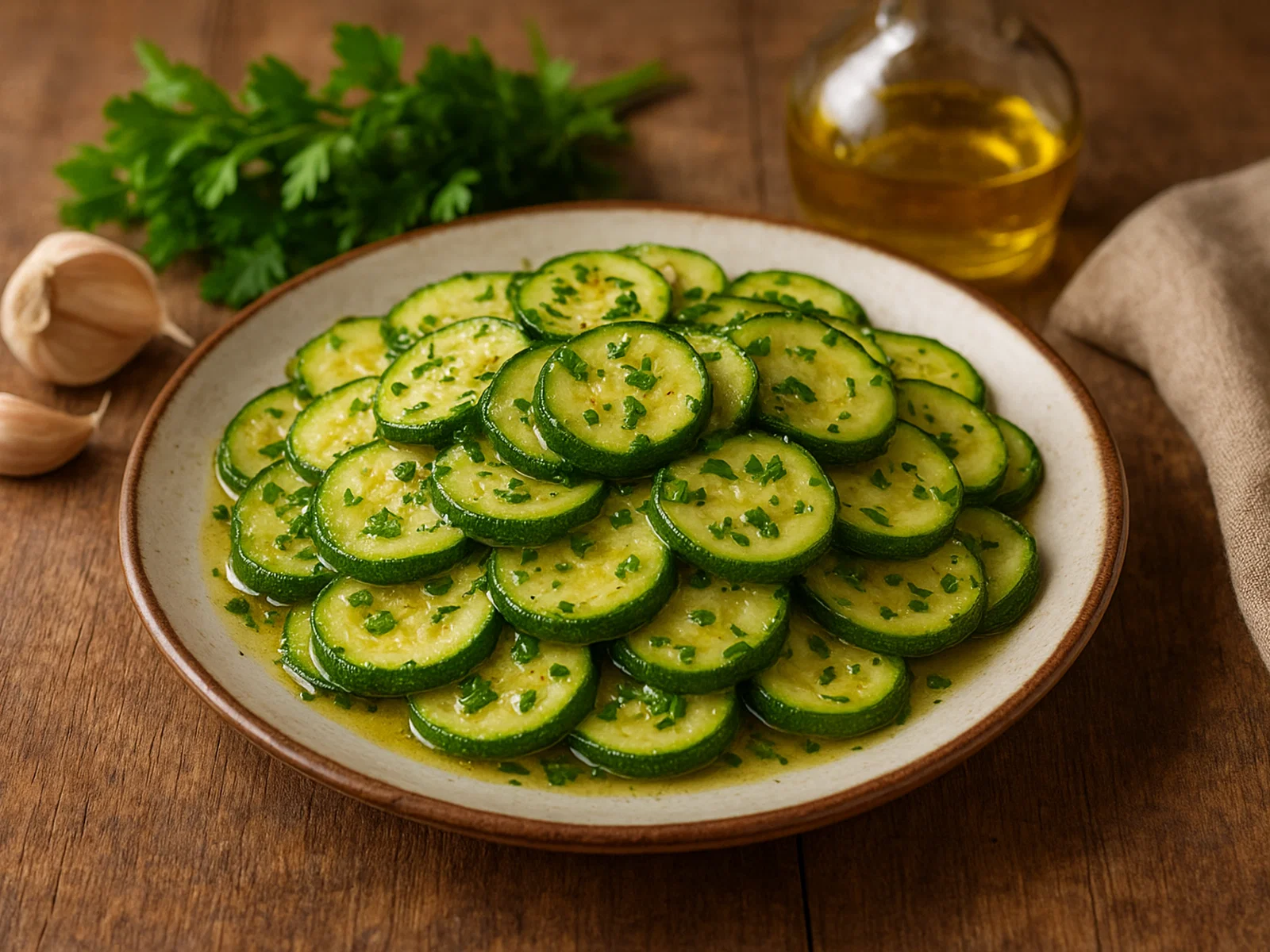 Zucchine trifolate – Zucchini mit Knoblauch und Petersilie