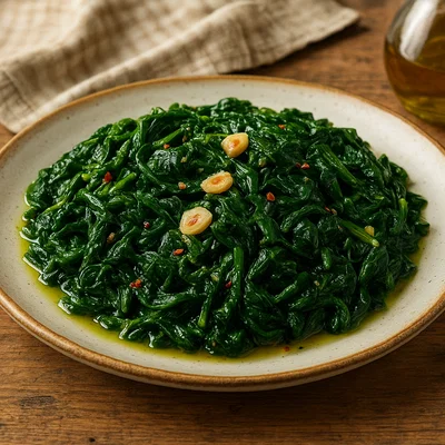 Spinaci saltati all’aglio – in Knoblauch geschwenkter Spinat
