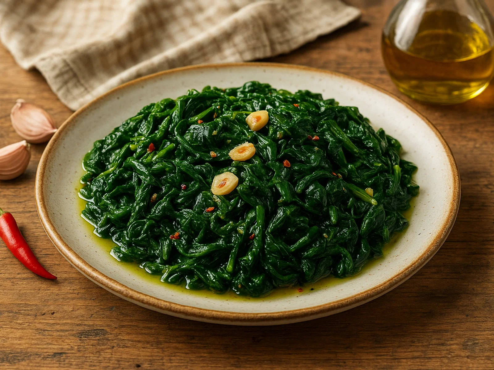 Spinaci saltati all’aglio – in Knoblauch geschwenkter Spinat